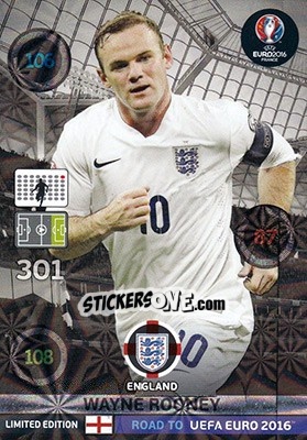 Sticker Wayne Rooney - Road to UEFA EURO 2016. Adrenalyn XL n. LE-WR - Panini
