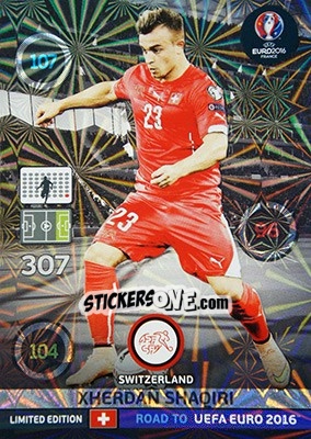 Sticker Xherdan Shaqiri - Road to UEFA EURO 2016. Adrenalyn XL n. LE-XS - Panini