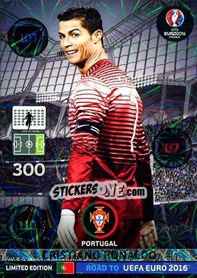 Sticker Cristiano Ronaldo - Road to UEFA EURO 2016. Adrenalyn XL n. XXL-CR - Panini