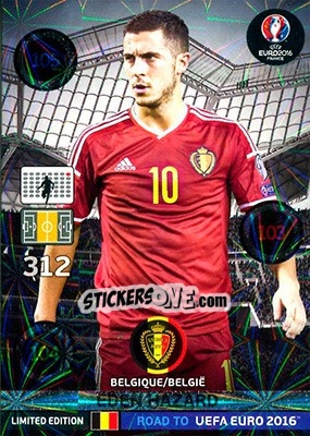 Sticker Eden Hazard - Road to UEFA EURO 2016. Adrenalyn XL n. XXL-EH - Panini