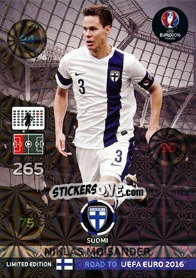 Sticker Niklas Moisander - Road to UEFA EURO 2016. Adrenalyn XL n. XXL-NM - Panini