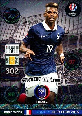 Sticker Paul Pogba - Road to UEFA EURO 2016. Adrenalyn XL n. XXL-PP - Panini