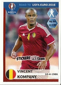Sticker Vincent Kompany - Road to UEFA Euro 2016 n. 2 - Panini