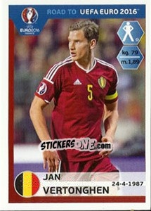 Sticker Jan Vertonghen - Road to UEFA Euro 2016 n. 3 - Panini