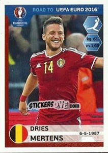 Sticker Dries Mertens - Road to UEFA Euro 2016 n. 14 - Panini