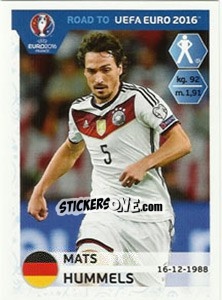 Sticker Mats Hummels - Road to UEFA Euro 2016 n. 50 - Panini
