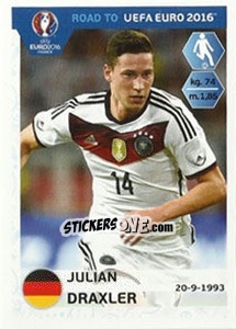 Sticker Julian Draxler - Road to UEFA Euro 2016 n. 61 - Panini
