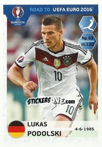 Sticker Lukas Podolski - Road to UEFA Euro 2016 - Panini