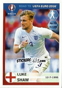 Sticker Luke Shaw - Road to UEFA Euro 2016 n. 70 - Panini