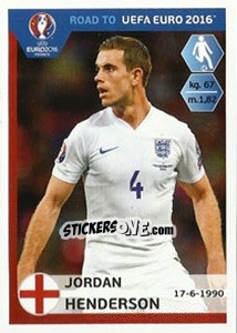 Figurina Jordan Henderson - Road to UEFA Euro 2016 - Panini