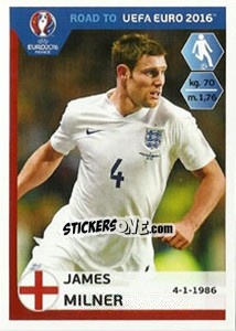 Sticker James Milner - Road to UEFA Euro 2016 - Panini