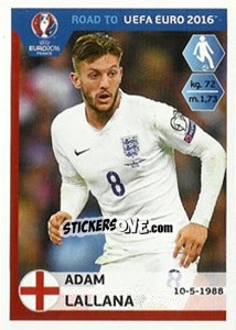Sticker Adam Lallana - Road to UEFA Euro 2016 - Panini