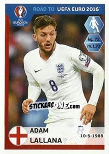 Sticker Adam Lallana - Road to UEFA Euro 2016 n. 74 - Panini