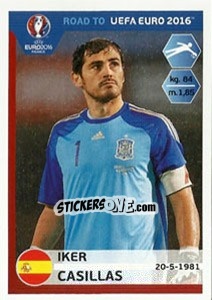 Figurina Iker Casillas - Road to UEFA Euro 2016 - Panini