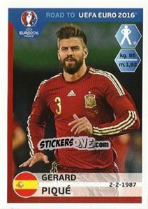 Sticker Gerard Pique - Road to UEFA Euro 2016 - Panini