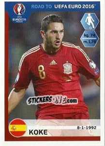 Figurina Koke - Road to UEFA Euro 2016 - Panini