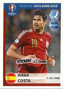 Figurina Diego Costa - Road to UEFA Euro 2016 - Panini