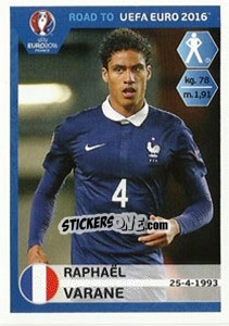 Sticker Raphael Varane - Road to UEFA Euro 2016 - Panini