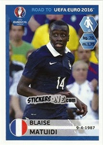 Sticker Blaise Matuidi - Road to UEFA Euro 2016 n. 104 - Panini