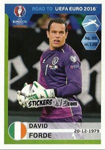 Figurina David Forde - Road to UEFA Euro 2016 - Panini