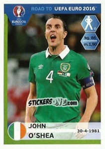 Sticker John O'Shea - Road to UEFA Euro 2016 - Panini