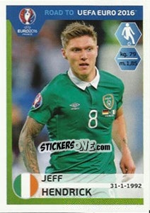 Figurina Jeff Hendrick - Road to UEFA Euro 2016 - Panini