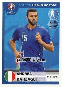 Sticker Andrea Barzagli - Road to UEFA Euro 2016 n. 164 - Panini