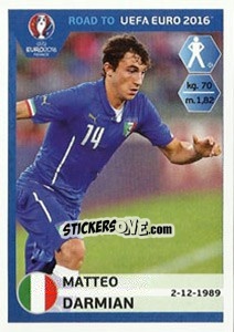 Sticker Matteo Darmian - Road to UEFA Euro 2016 n. 165 - Panini