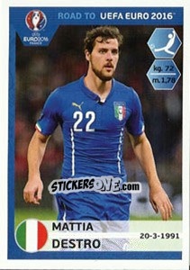 Sticker Mattia Destro - Road to UEFA Euro 2016 n. 173 - Panini