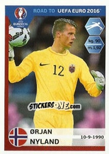 Figurina Orjan Nyland - Road to UEFA Euro 2016 - Panini