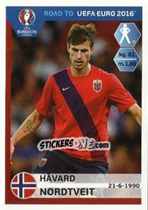 Sticker Havard Nordtveit - Road to UEFA Euro 2016 n. 179 - Panini