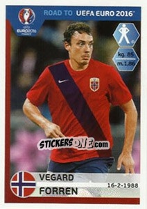 Sticker Vegard Forren - Road to UEFA Euro 2016 n. 181 - Panini