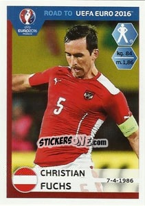 Sticker Christian Fuchs - Road to UEFA Euro 2016 n. 194 - Panini
