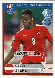 Sticker David Alaba - Road to UEFA Euro 2016 n. 195 - Panini