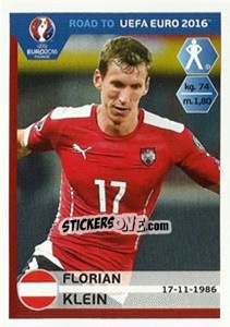 Sticker Florian Klein - Road to UEFA Euro 2016 n. 198 - Panini