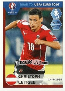 Sticker Christoph Leitgeb - Road to UEFA Euro 2016 n. 203 - Panini