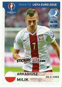 Sticker Arkadiusz Milik - Road to UEFA Euro 2016 n. 223 - Panini