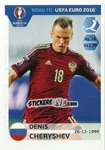 Figurina Denis Cheryshev - Road to UEFA Euro 2016 - Panini