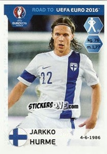 Sticker Jarkko Hurme - Road to UEFA Euro 2016 n. 325 - Panini