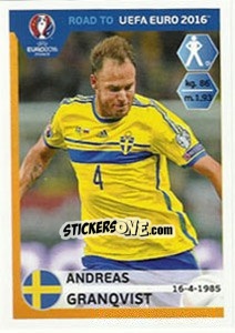 Sticker Andreas Granqvist - Road to UEFA Euro 2016 - Panini