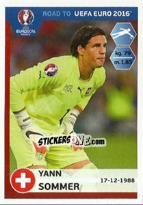 Sticker Yann Sommer - Road to UEFA Euro 2016 n. 353 - Panini