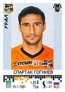 Cromo Спартак Гогниев - Russian Football Premier League 2014-2015 - Panini