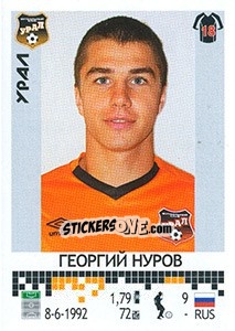 Sticker Георгий Нуров - Russian Football Premier League 2014-2015 - Panini