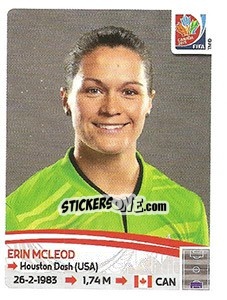 Sticker Erin McLeod - FIFA Women's World Cup Canada 2015 - Panini
