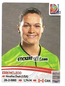 Sticker Erin McLeod - FIFA Women's World Cup Canada 2015 n. 26 - Panini
