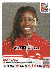 Figurina Robyn Gayle - FIFA Women's World Cup Canada 2015 - Panini