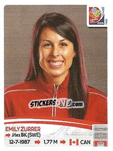 Sticker Emily Zurrer - FIFA Women's World Cup Canada 2015 n. 32 - Panini