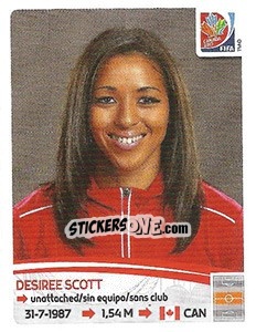 Sticker Desiree Scott - FIFA Women's World Cup Canada 2015 n. 36 - Panini
