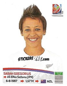 Sticker Sarah Gregorius - FIFA Women's World Cup Canada 2015 - Panini