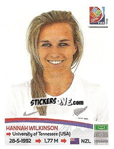 Sticker Hannah Wilkinson - FIFA Women's World Cup Canada 2015 - Panini